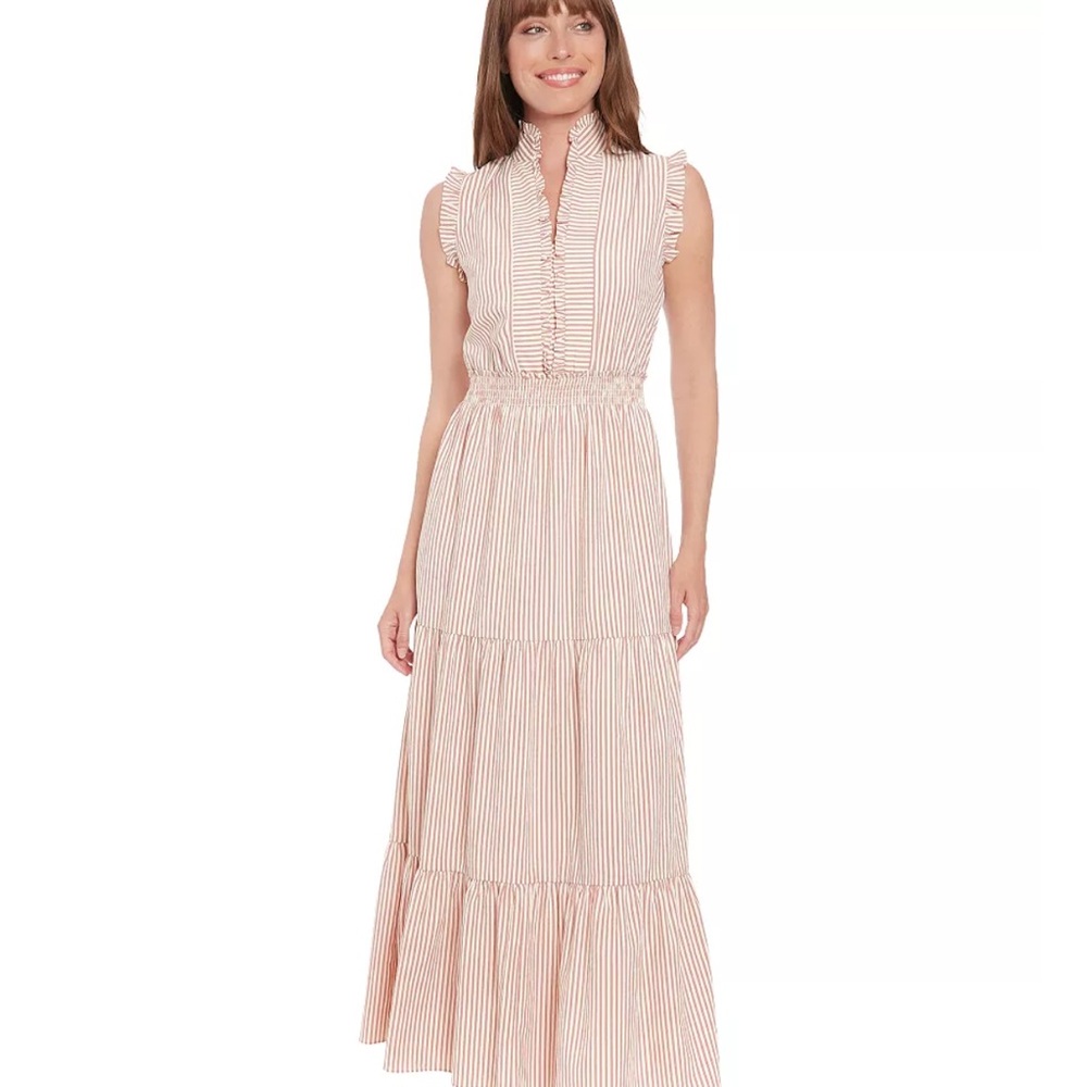 London Times Smocked Waist Tiered Maxi Dress Plus Size Ruffle Size 22W or 2X NWT